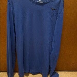Nike Men's Dri Fit Blue Long Sleeve Tee Size L
